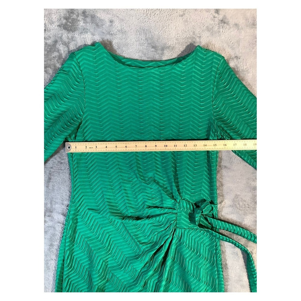 Shelby & Palmer Girls Green Chevron Dress Size 10 3/4 Sleeve - Picture 3 of 6